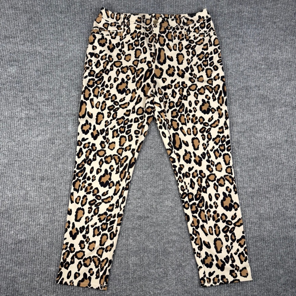 Chicos So Slimming Girlfriend Ankle Pants Womens 2/L Stretch Leopard Print
